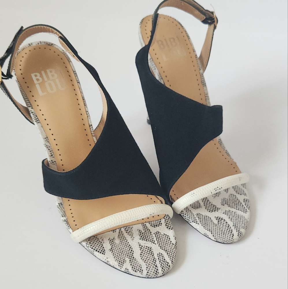 Bibi Lou Suede Leathet Sneak Print Heels - Picture 8 of 11